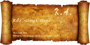 Kőszegi Axel névjegykártya